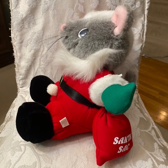 VINTAGE JC PENNY Plush Stuffed Santa Mouse with Sac Korea 15" Christmas holidays - Picture 2 of 7